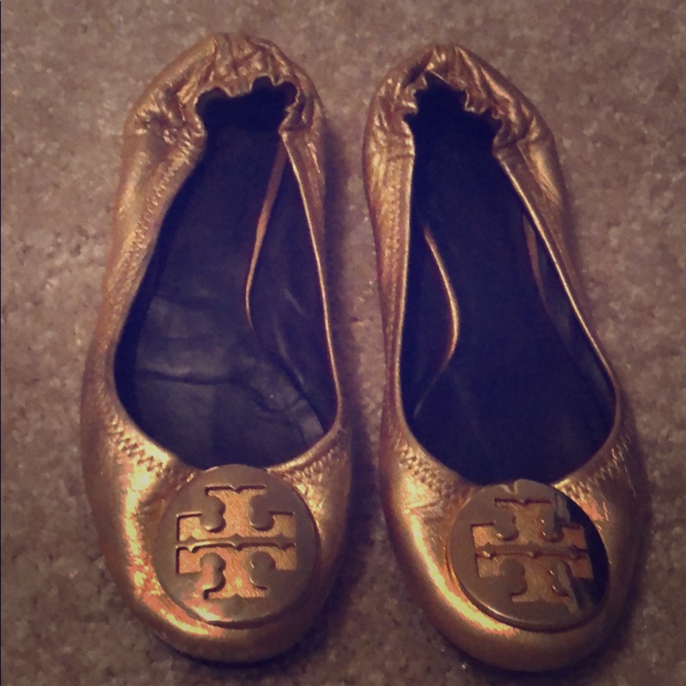 Tory Burch Gold Flats